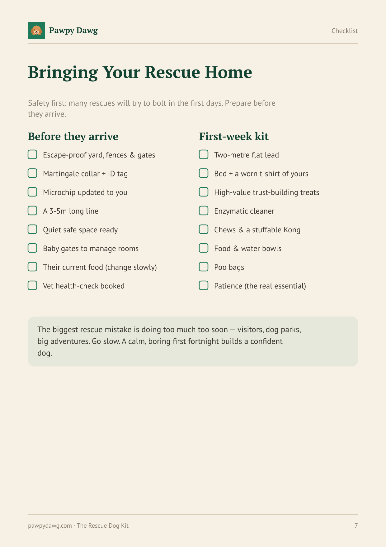 Checklist page preview
